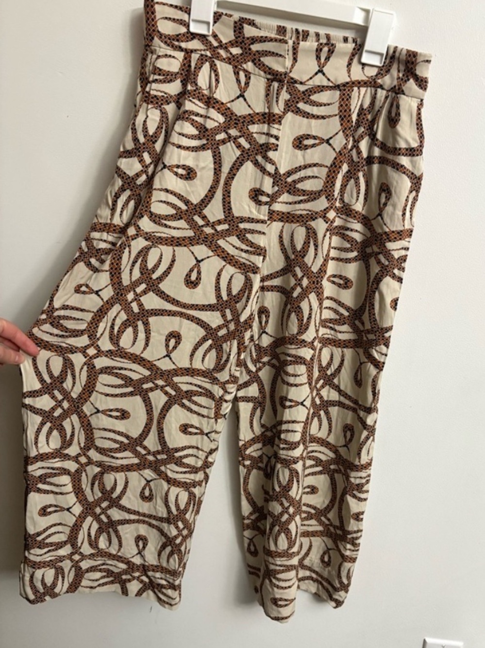H&M X Richard Allen Brown Patterned Wide-Leg Pants US 8 - Picture 2 of 9